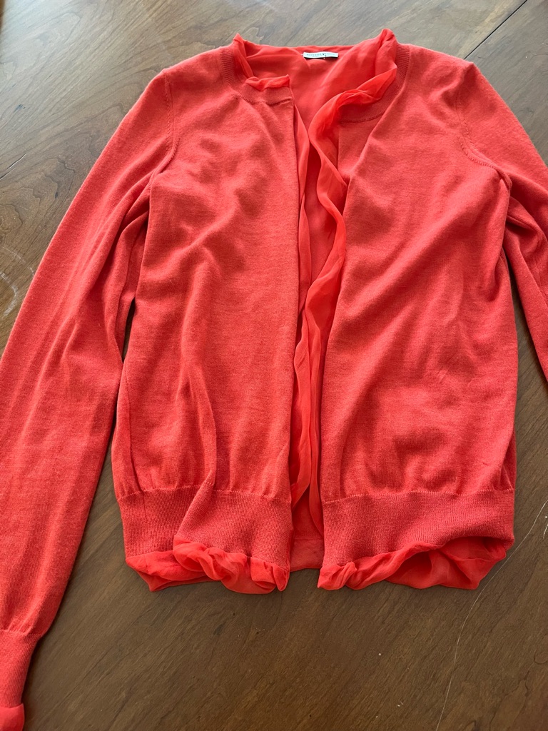 Bottega Venata Made In Italy Silk & Cashmere Lightweight Sweater. Dark Orange
